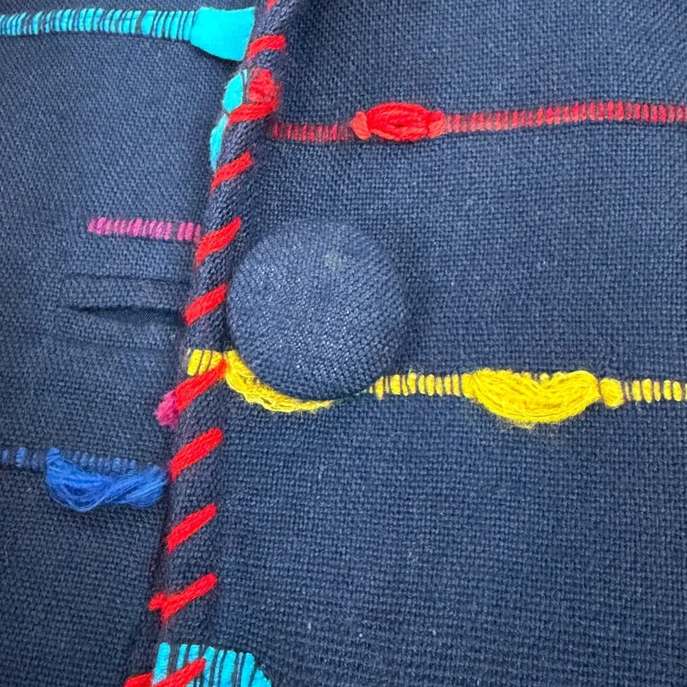 Crystal Handwovens Vintage Blazer Jacket Women's Medium Navy‎ Blue